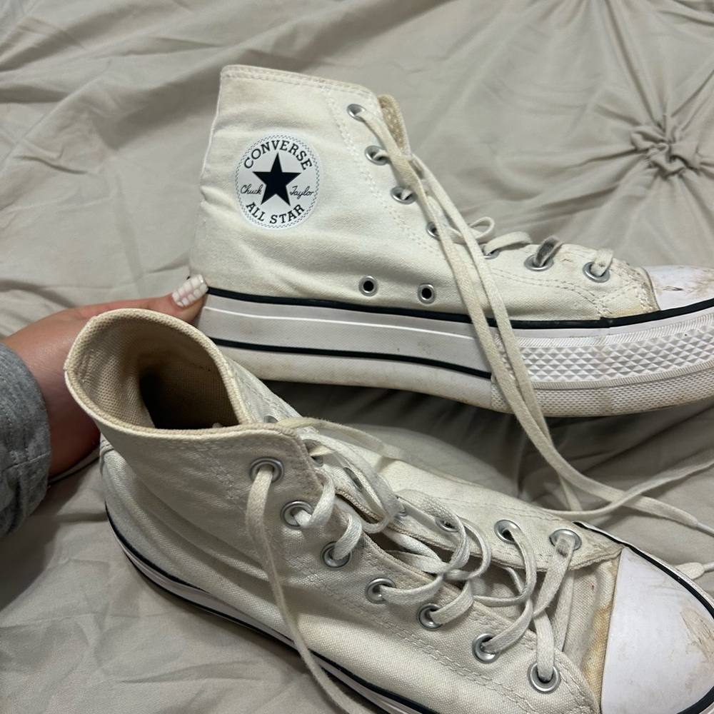 Converse High-Top Sneakers in White with Black Accents